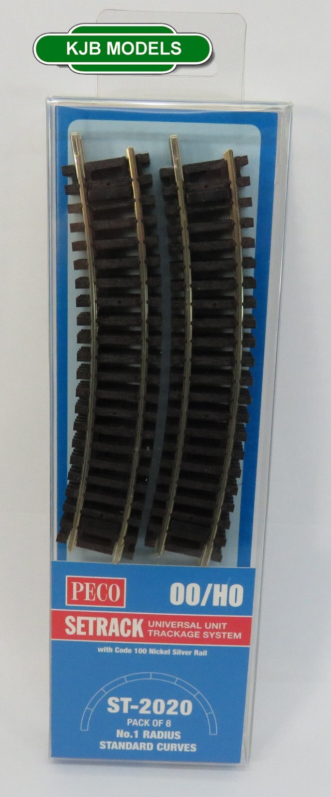 PECO ST-2020 Standard Curve, 1st Radius (8 PK) SETRACK Code 100 OO Gauge Track
