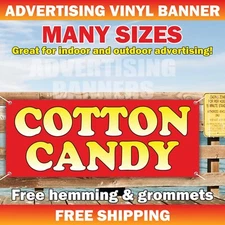 COTTON CANDY Advertising Banner Vinyl Mesh Sign Candyfloss LEMONADE Popcorn Food