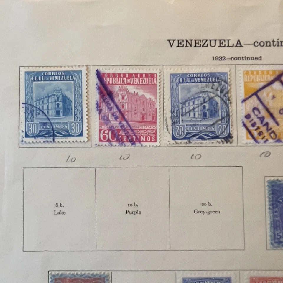 1900-1934 VENEZUELA MH USED STAMPS LOT OFFICIAL, OVERPRINTS ON ALBUM PAGE - Image 2 of 4