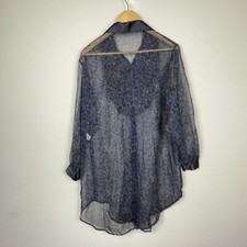 Vandemere Vintage Sheer Floral Button-Up Gown Blue Y2K USA Made 100 Polyester