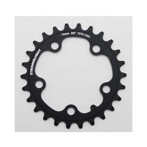 Plateau route 26 dents Stronglight noir triple 9/10 vitesses en alu 7075