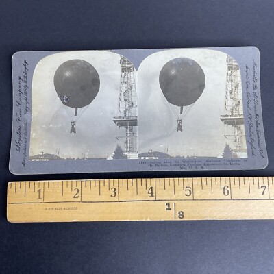 Antique 1904 George Tomlinson Balloon Flight Stereoview TREADWELL P981