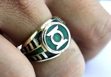 New BRASS Flat Green Lantern Ring BRASS Ring Best Seller Flat Ring Size US 6-15