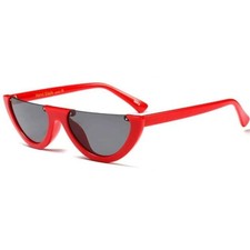 Red Half Frame Sunglasses Fashion Trendy Designer Sun Glasses Women