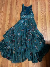 Free People Layered RufflePeacock Green Dress Size 0, Rare Find! Great Condition