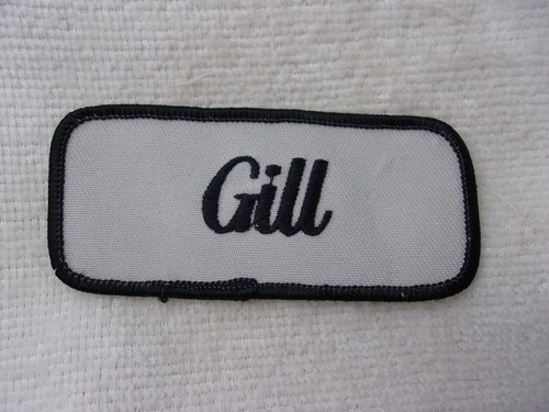 GILL USED EMBROIDERED VINTAGE SEW ON NAME PATCH TAGS ASSORTED COLORS