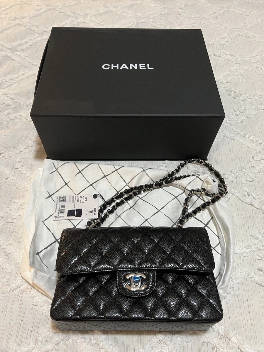 Chanel Classic Mini Rectangular 21P Metallic Silver Grained