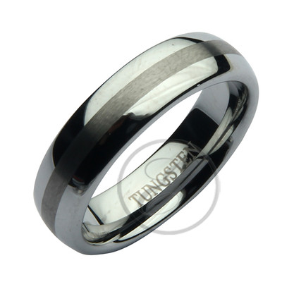 Nickelfreier Wolfram Ring zweifarbig matt & poliert Ehering 6 mm 