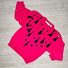 Vintage Bonnie and bill by holly pink sweater w/ beads tassel detail small ret