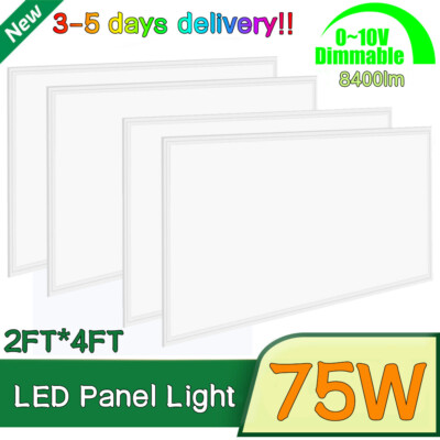 75 Watt 2x4ft Dimmable LED Flat Panel Light Fixtures Office Drop Ceiling Troffer