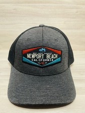 Newport Beach California  Region Patch Trucker Adjustable Hat Snapback Gray