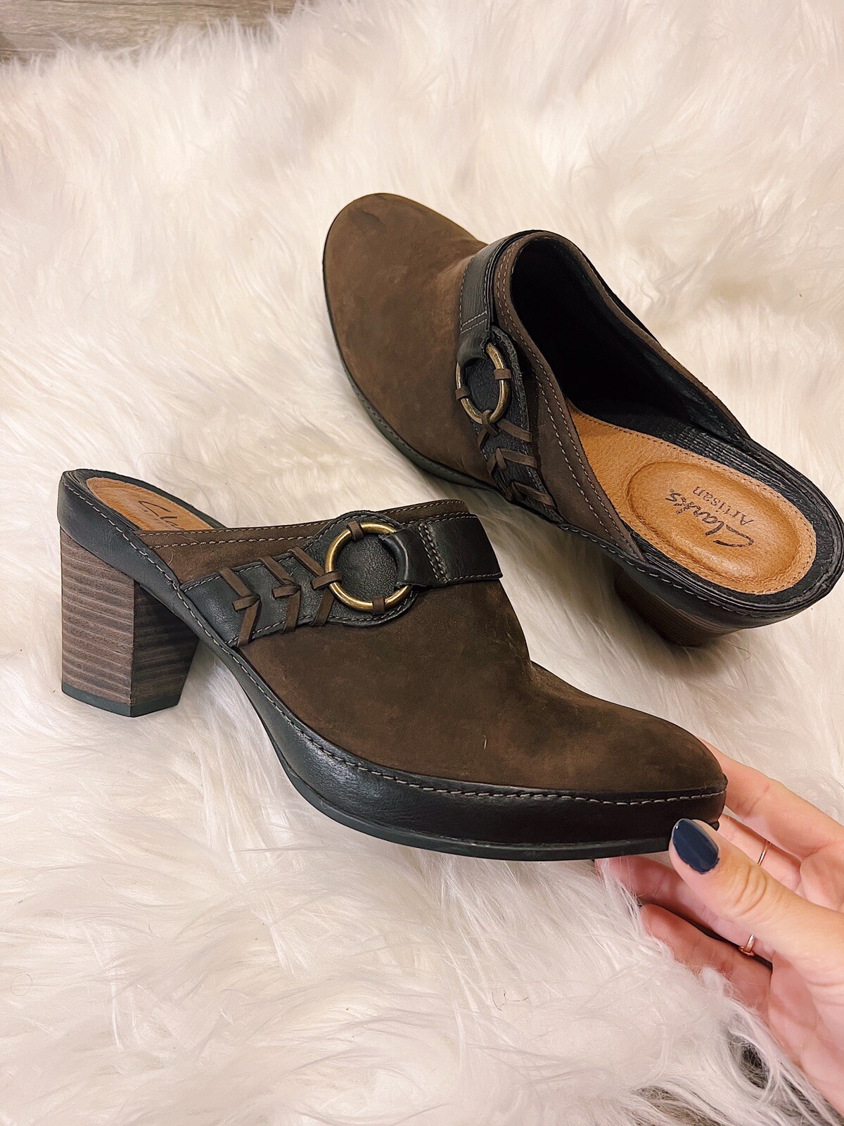 Clarks Artisan Leather Slip On Mules - image 1