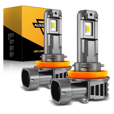 AUXBEAM Fanless 1:1 H11 LED Headlight Super Bright Kit 6500K White High/Low Beam