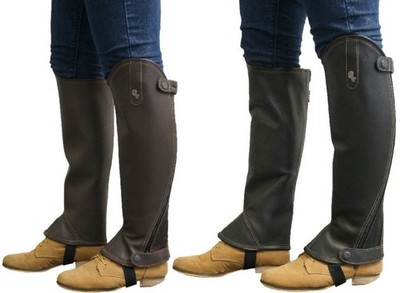 QHP Leder-Chaps Reitchaps Minichaps Beinchaps Stiefel-Schaft Kinder/Erwachsene