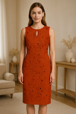 Moss & Spy Dress Size 8 Red Sleeveless Embroidered Lace Shift Midi Australia