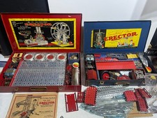 A.C. Gilbert 7 1/2  8 1/2 Erector Set 1938 Ferris Wheel-Red Metal Case Blue