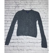 Aeropostale Grey Cable Knit V Neck Long Sleeve Sweater Womens M