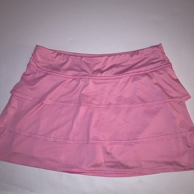ZELOS Skort Skirt w/Inner Shorts Small Layered Pink Stripes Tennis Pickleball