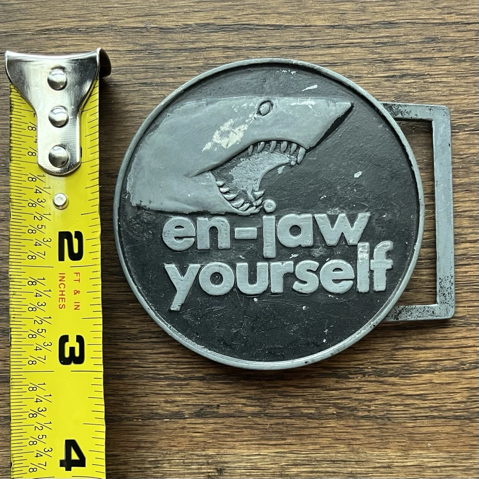Vintage Belt Buckle En-Jaw Yourself, Enjaw, Shark, JAWS film movie 1970s - Image 4 of 4