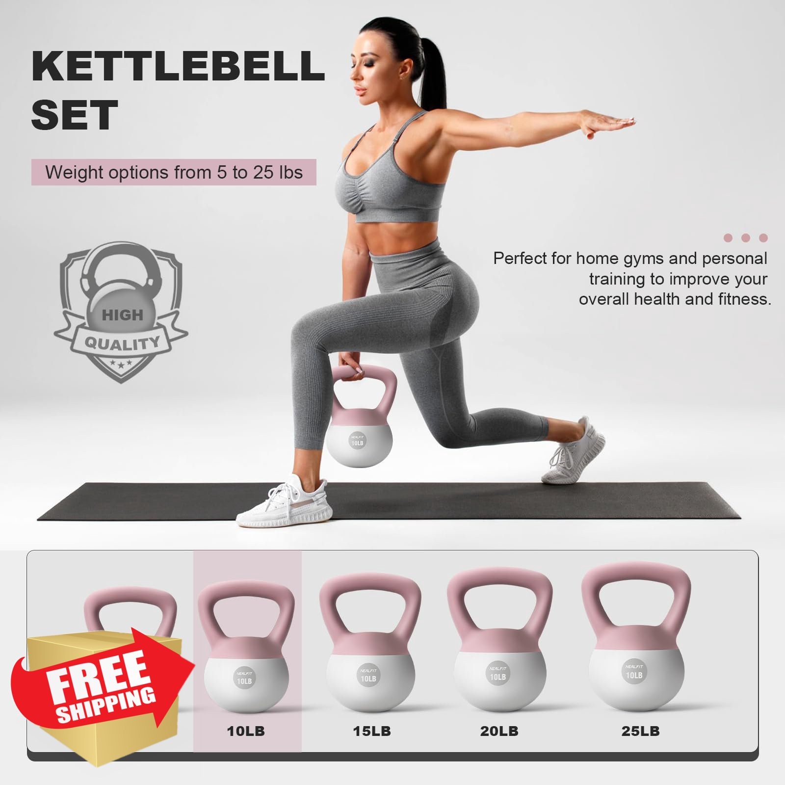 NEALFIT Soft Kettlebell 5-25LB Home Gym Strength Training
