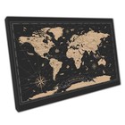 Elegant Vintage World Map Canvas Print: Black & Gold Wall Art for Home Office