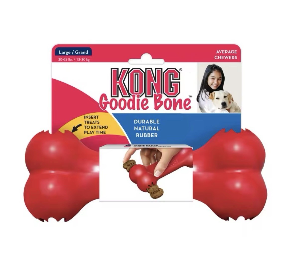 KONG Goodie Bone L os caoutchouc grand chien pour le jeu au jardin