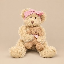 Russ Berrie Marmie Teddy Bear Plush w/ Baby  Pink Bow 10"