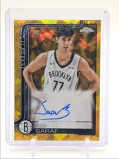 BEN SARAF 2025-26 TOPPS CHROME SAPPHIRE ROOKIE GOLD NETS RC AUTO 28/50