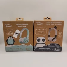 2 Pcs Planet Buddies Wired on ear Headphones V2 | Pepper Penguin + Pippin Panda