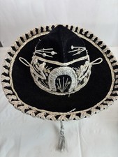 Vintage Pigalle XXXXX Velvet Black Silver Decorative Mariachi Sombrero 19  Kids