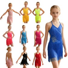 Girls Ballroom Stage Performance Dress Professional Skirted Latin Dancewear