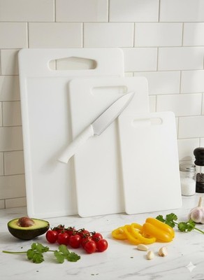 3 Größen Weiß Schneidebrett Gastronomie Schneiden Backen Gemüse Fleisch Lebensmittel PVC