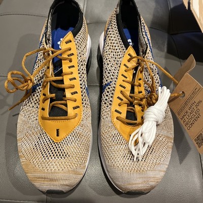 Nike Air Max Flyknit Racer Shoes Men Elemental Gold, Size 9.5 Extra White Laces