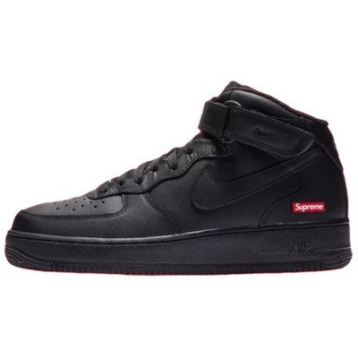 Size 12 - Supreme x Nike Air Force 1 Mid Box Logo - Triple Black