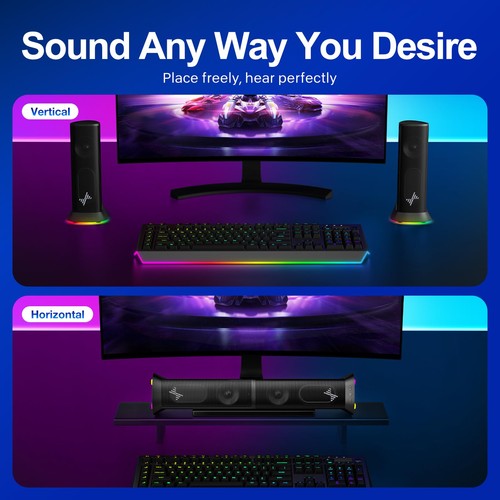 Nylavee Altoparlanti per Computer - Altoparlanti per PC Stereo Hi-Fi con 9 Modalità di Illuminazione LED... - Foto 6 di 7