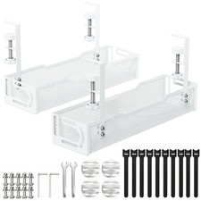 2Pack Under Desk Cable Management Tray, No Drill Mesh Desk Cable Tray, Wire M...
