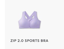 Brooks Dare Women’s Zip 2.0 Run Sports Bra 34D Lavender Front Zip