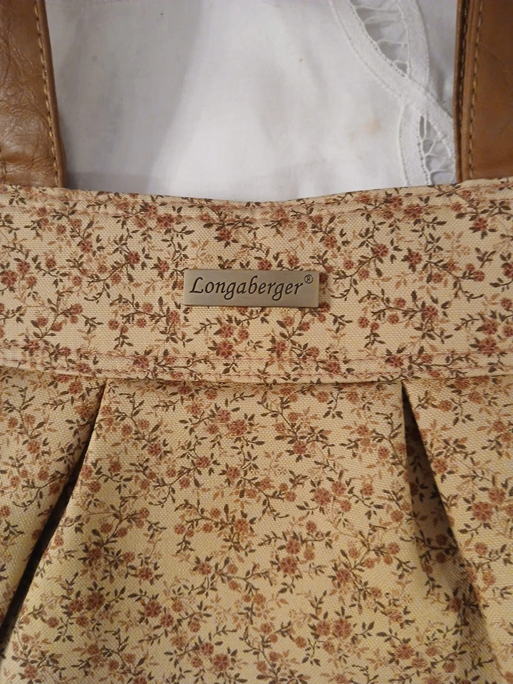  Bolso Retro Longaberger Prairie Homestead Cuero Floral Marrón Bolso. Muy bonito  Foto 2 de 4