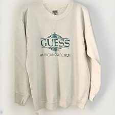Vintage Guess Sweatshirt USA Made 1990s American Collection White - One Size