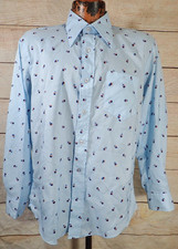 1960's 70's Vintage ENVOY Shirt Mens L Geometric Abstract AOP Big Disco Collar