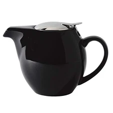 Service Ideas TPCV16BL Teapot, Ceramic, 16 oz., Oval, Black