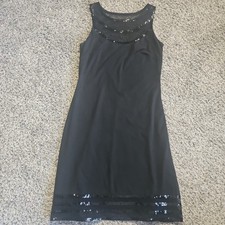 Genuine JS BOUTIQUE black sequin detail sleeveless jersey dress, size 8