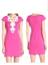 Eliza J Barbiecore Embroidered Cap Sleeve Mini Sheath Dress Pink Size 14