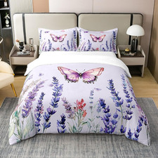 Full Size Duvet Cover Set Lavender 100 Pure Cotton Bedding Set Purple Flower Bu