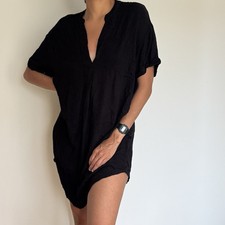 Easy Black Rayon Tunic Summer Mini Dress. Size S Excellent Condition