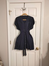 Quince Vintage Wash Tencel Button Front A-Line Dress S Small