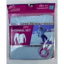 NEW Girls 2PC Thermal Set Go Under Size 7/8 Blue Extra Layer to Stay Warm NWT