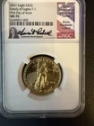 ⭐️2021 Gold Eagle $25  T-1 First Day of Issue MS70 Key Date Signed 1/2 Oz ⭐️