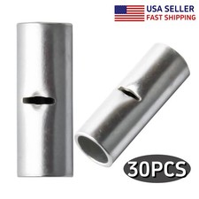 30pcs Non-insulated Copper 12-10AWG Wire Butt Connectors Splice Terminals US