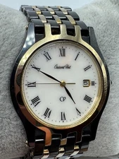 Men's CRESENT Vert Ceramic Two Tone Quartz Date Watch New Battery